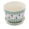 Polish Pottery Planter 6&quot; Lucky Blue Clover