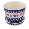 Polish Pottery Planter 6&quot; Poppies And Ferns