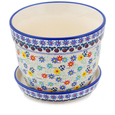 Polish Pottery Planter 6&quot; Primary Spring UNIKAT