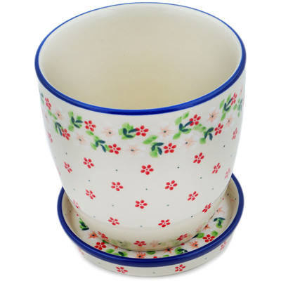 Polish Pottery Planter 6&quot; Rosy Cheeks