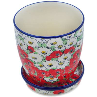 Polish Pottery Planter 6&quot; Spring Blossom Harmony UNIKAT