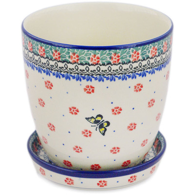 Polish Pottery Planter 6&quot; Spring Butterfly