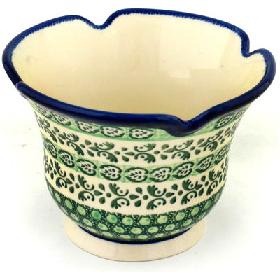 Polish Pottery Planter 7&quot; Leaf Prints