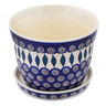 Polish Pottery Planter 7&quot; Peacock Leaves