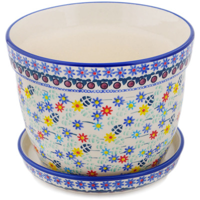 Polish Pottery Planter 7&quot; Primary Spring UNIKAT