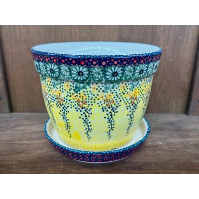 Polish Pottery Planter 7&quot; Sunshine Grotto UNIKAT