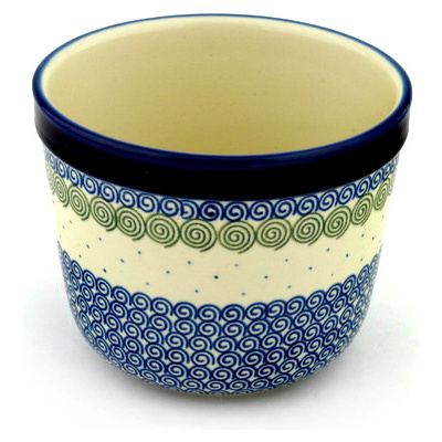 Polish Pottery Planter 7&quot; Swirling Polka Dot