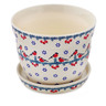 Polish Pottery Planter 7&quot; Winter Bullfinch