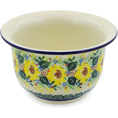 Polish Pottery Planter 7&quot; Yellow Garden UNIKAT