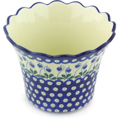 Polish Pottery Planter 8&quot; Bleeding Heart Peacock