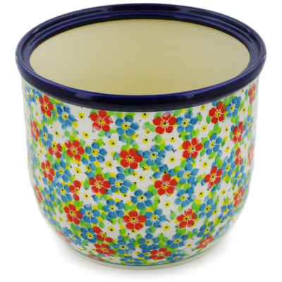 Polish Pottery Planter 8&quot; Colorful Dizziness UNIKAT