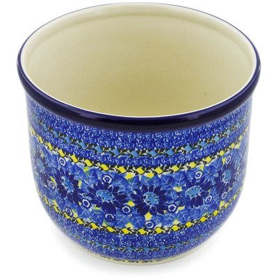 Polish Pottery Planter 8&quot; Deep Blue UNIKAT