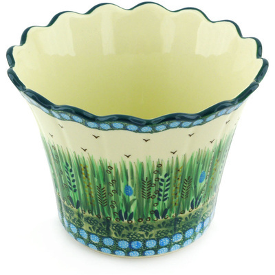 Polish Pottery Planter 8&quot; Prairie Land UNIKAT