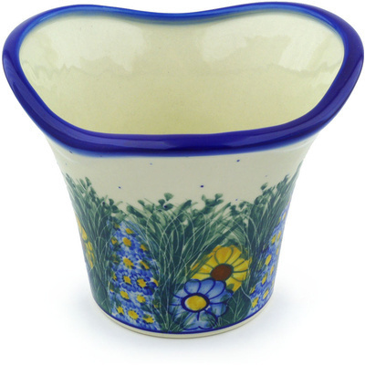 Polish Pottery Planter 8&quot; Wildflower Meadow