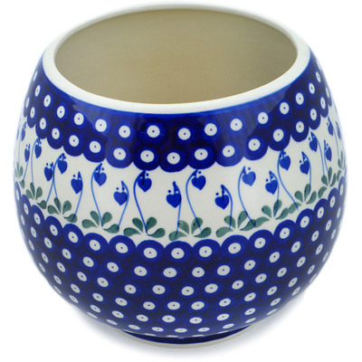 Polish Pottery Planter 9&quot; Bleeding Heart Peacock