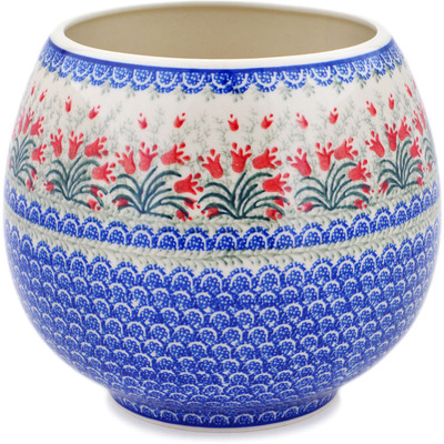 Polish Pottery Planter 9&quot; Crimson Bells
