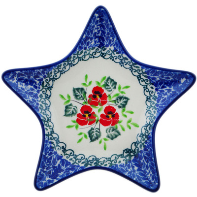 Polish Pottery Plate 0&quot; Delicate Red Flowers