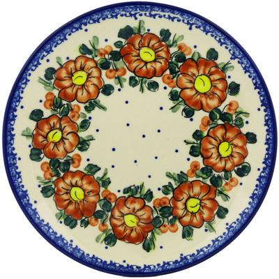 Polish Pottery Plate 10&quot; Autumn Pansies UNIKAT