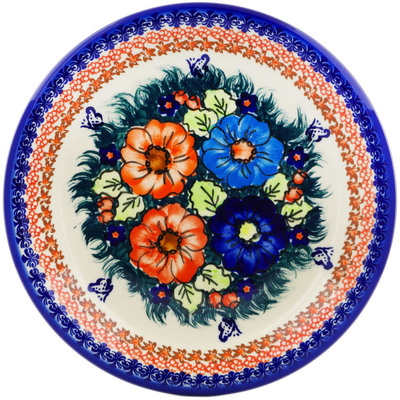 Polish Pottery Plate 10&quot; Autumn Poppies UNIKAT