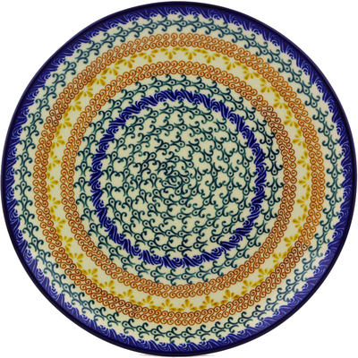 Polish Pottery Plate 10&quot; Autumn Swirls