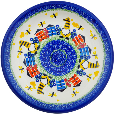 Polish Pottery Plate 10&quot; Beekeeper Gnome UNIKAT