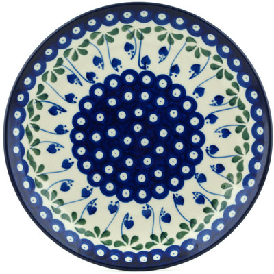 Polish Pottery Plate 10&quot; Bleeding Heart Peacock