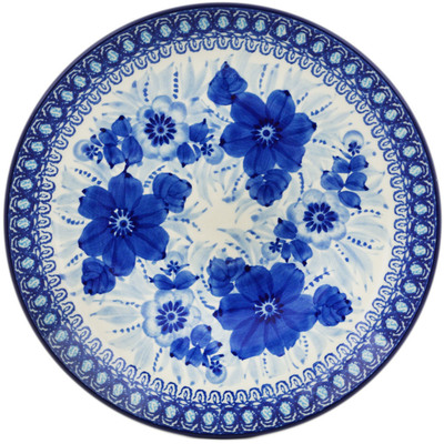 Polish Pottery Plate 10&quot; Bleu Boquet UNIKAT