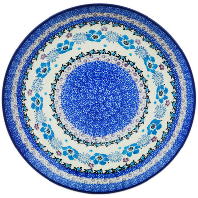 Polish Pottery Plate 10&quot; Blooming Blues