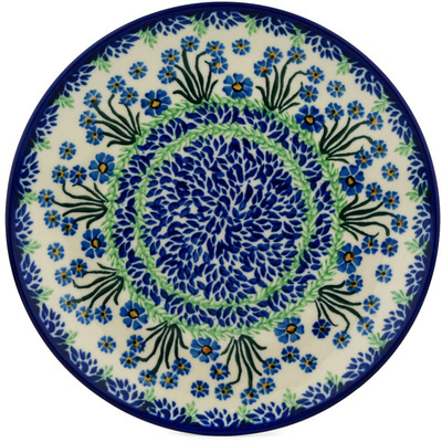 Polish Pottery Plate 10&quot; Blue April Showers