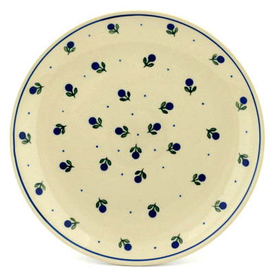 Polish Pottery Plate 10&quot; Blue Buds