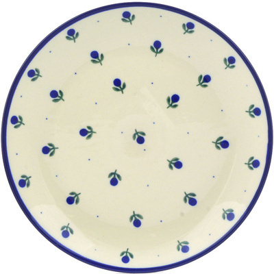 Polish Pottery Plate 10&quot; Blue Buds