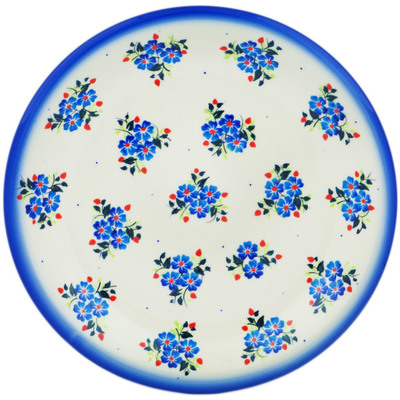 Polish Pottery Plate 10&quot; Blue Bunches UNIKAT