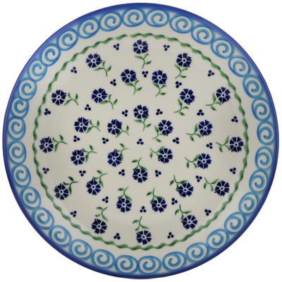 Polish Pottery Plate 10&quot; Blue Bursts