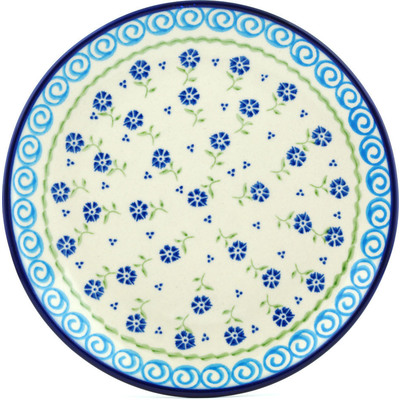 Polish Pottery Plate 10&quot; Blue Bursts