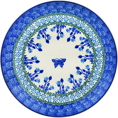 Polish Pottery Plate 10&quot; Blue Butterfly