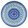 Polish Pottery Plate 10&quot; Blue Chain UNIKAT