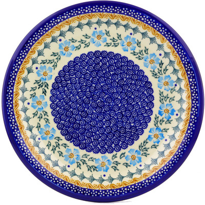 Polish Pottery Plate 10&quot; Blue Cornflower