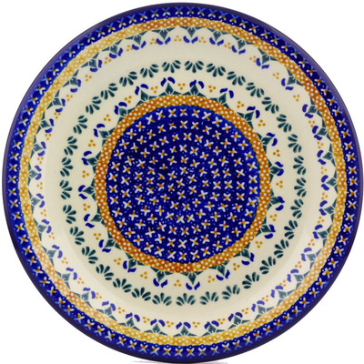 Polish Pottery Plate 10&quot; Blue Cress