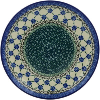 Polish Pottery Plate 10&quot; Blue Daisies