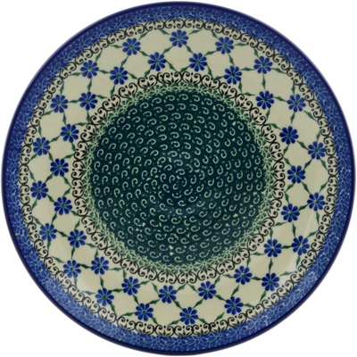 Polish Pottery Plate 10" Blue Daisies
