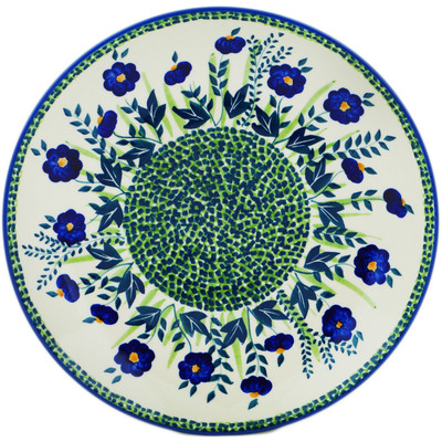 Polish Pottery Plate 10&quot; Blue Fields UNIKAT