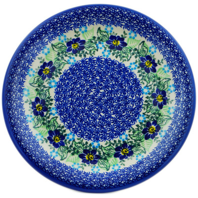 Polish Pottery Plate 10&quot; Blue Floral Day UNIKAT