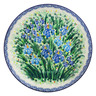 Polish Pottery Plate 10&quot; Blue Iris Delight UNIKAT