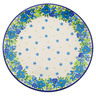 Polish Pottery Plate 10&quot; Blue Kissed Petals UNIKAT