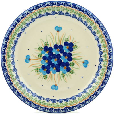 Polish Pottery Plate 10&quot; Blue Pansy