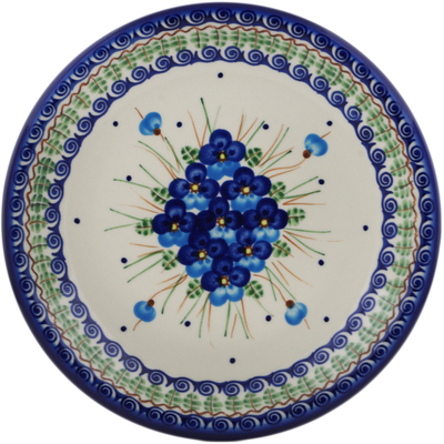 Polish Pottery Plate 10" Blue Pansy