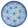 Polish Pottery Plate 10&quot; Blue Poinsettia UNIKAT