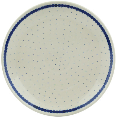 Polish Pottery Plate 10&quot; Blue Polka Dot