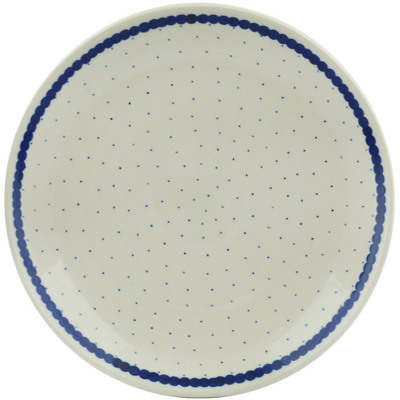 Polish Pottery Plate 10" Blue Polka Dot