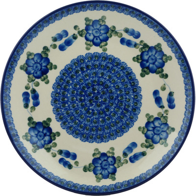 Polish Pottery Plate 10&quot; Blue Poppies